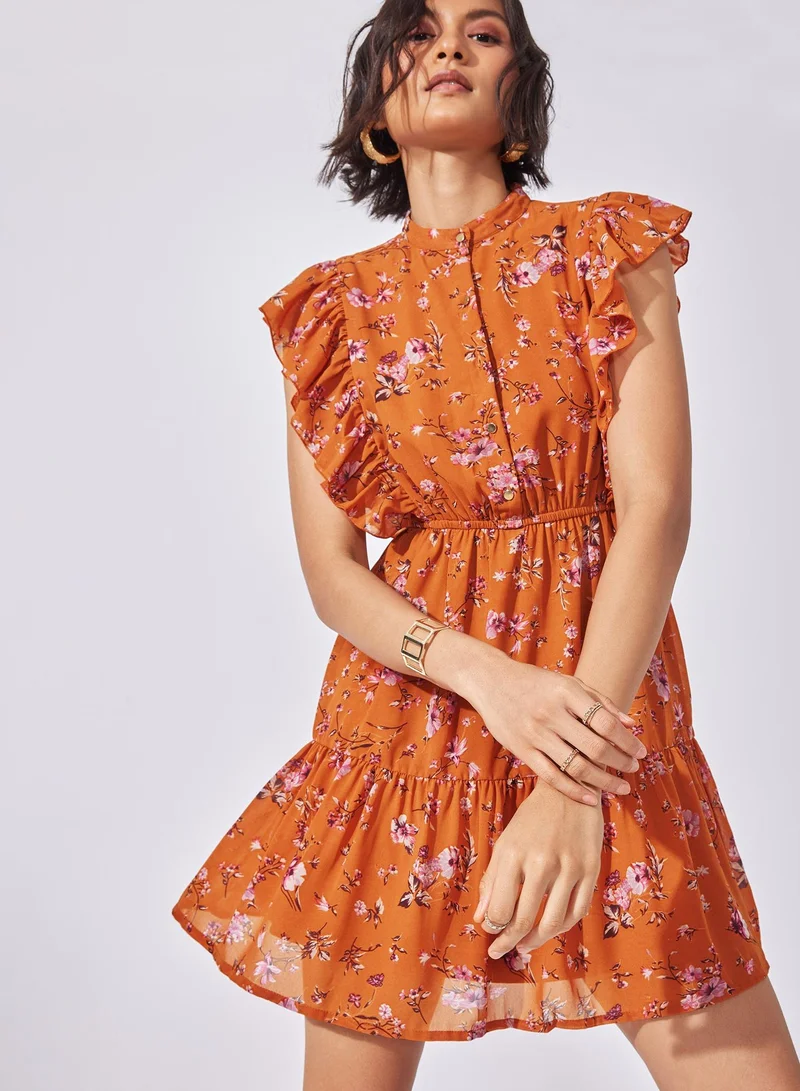 The Label Life Floral Tiered Mini Dress